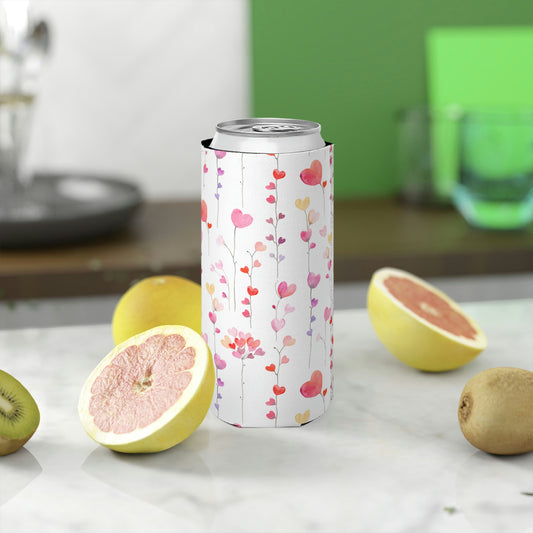 Heart Flowers Slim Can Cooler