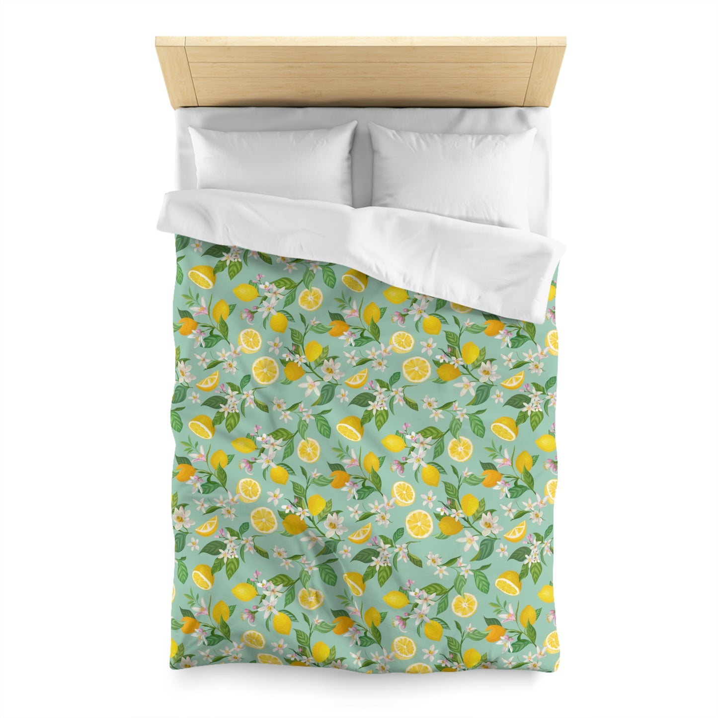 Lemons and Flowers Microfiber Duvet Cover