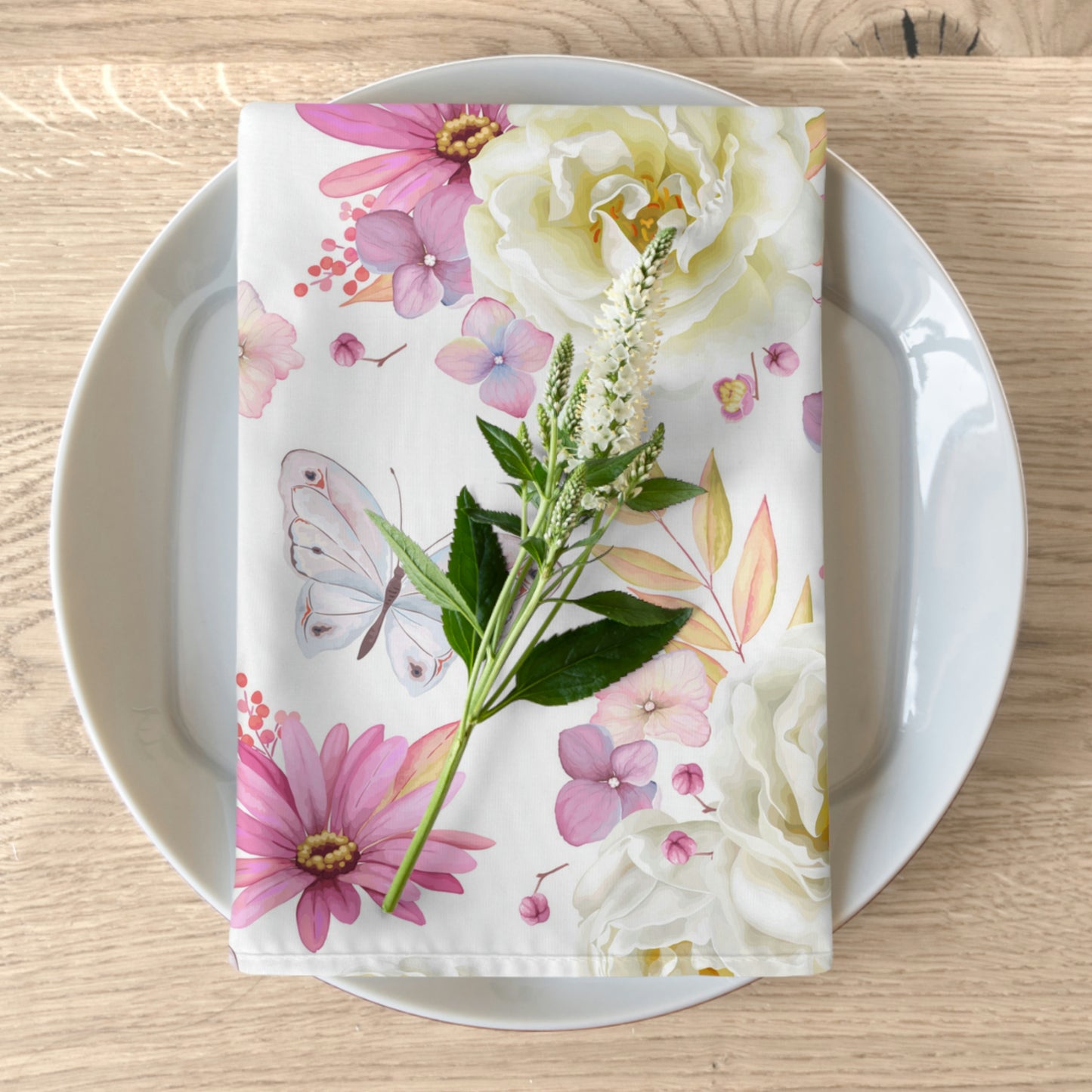 Spring Butterflies and Roses Napkins Set of Four