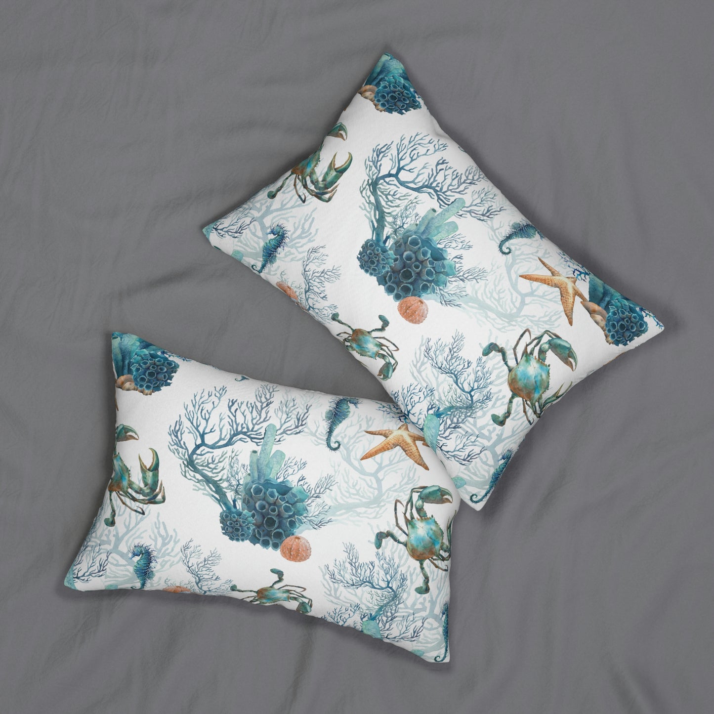 Watercolor Coral Reef Spun Polyester Lumbar Pillow