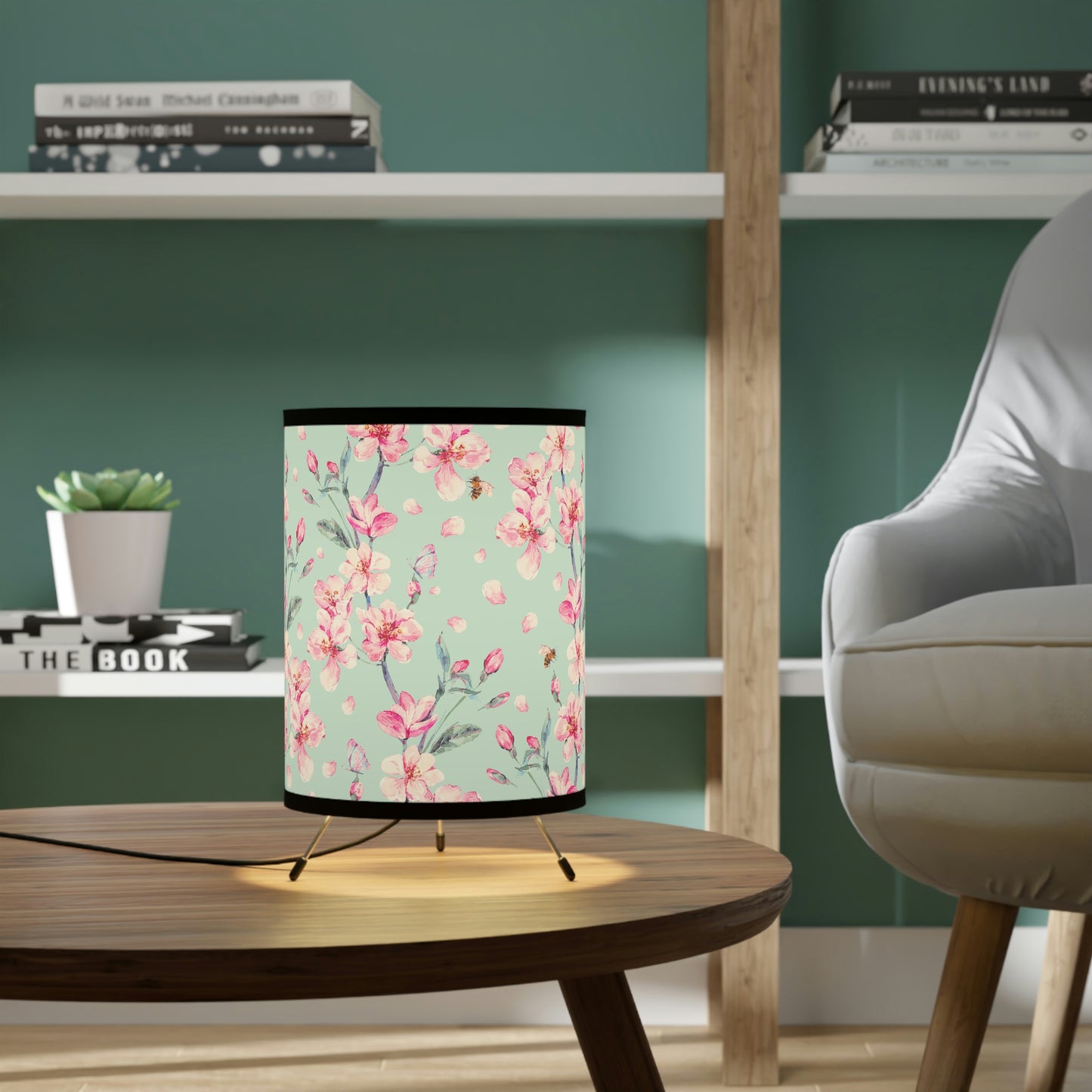 Cherry Blossoms and Honey Bees Tripod Lamp
