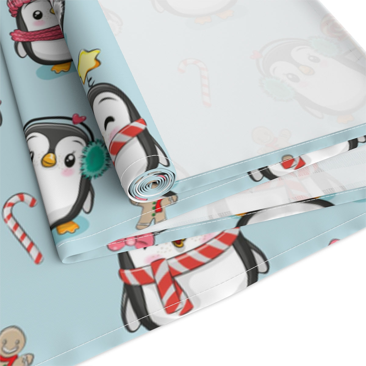 Penguins in Winter Clothes Table Runner