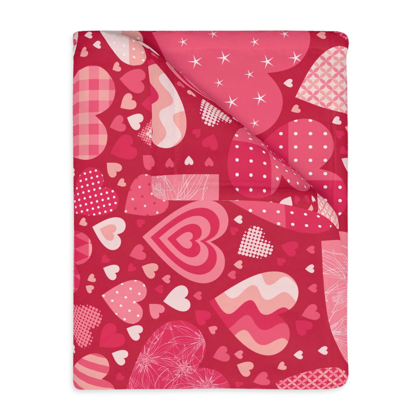 Blissful Hearts Velveteen Minky Blanket (Two-sided print)