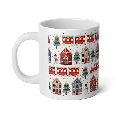 Christmas Trains and Houses Jumbo Mug, 20oz