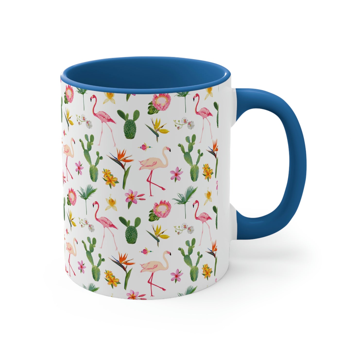 Cactus and Flamingos Accent Coffee Mug, 11oz