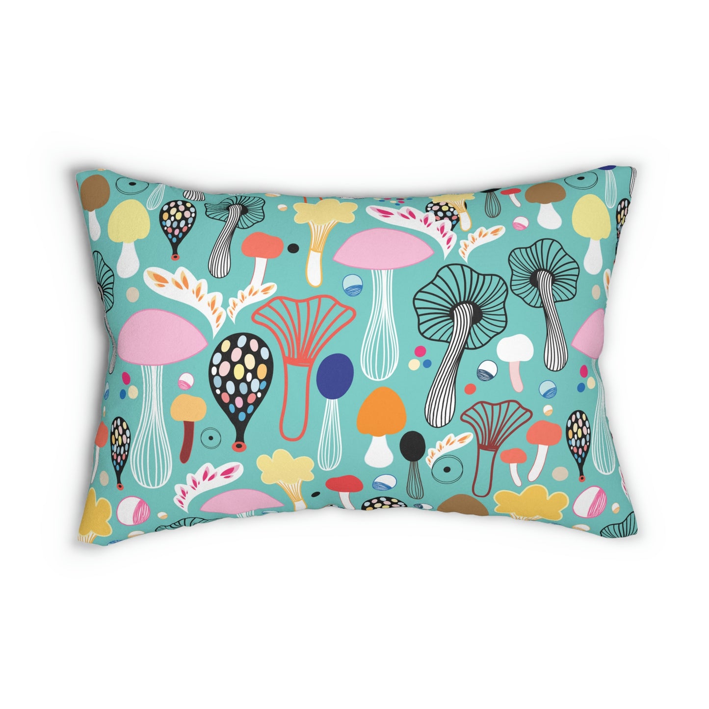 Colorful Mushrooms Spun Polyester Lumbar Pillow