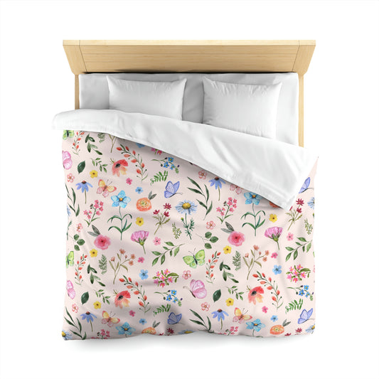 Spring Daisies and Butterflies Microfiber Duvet Cover