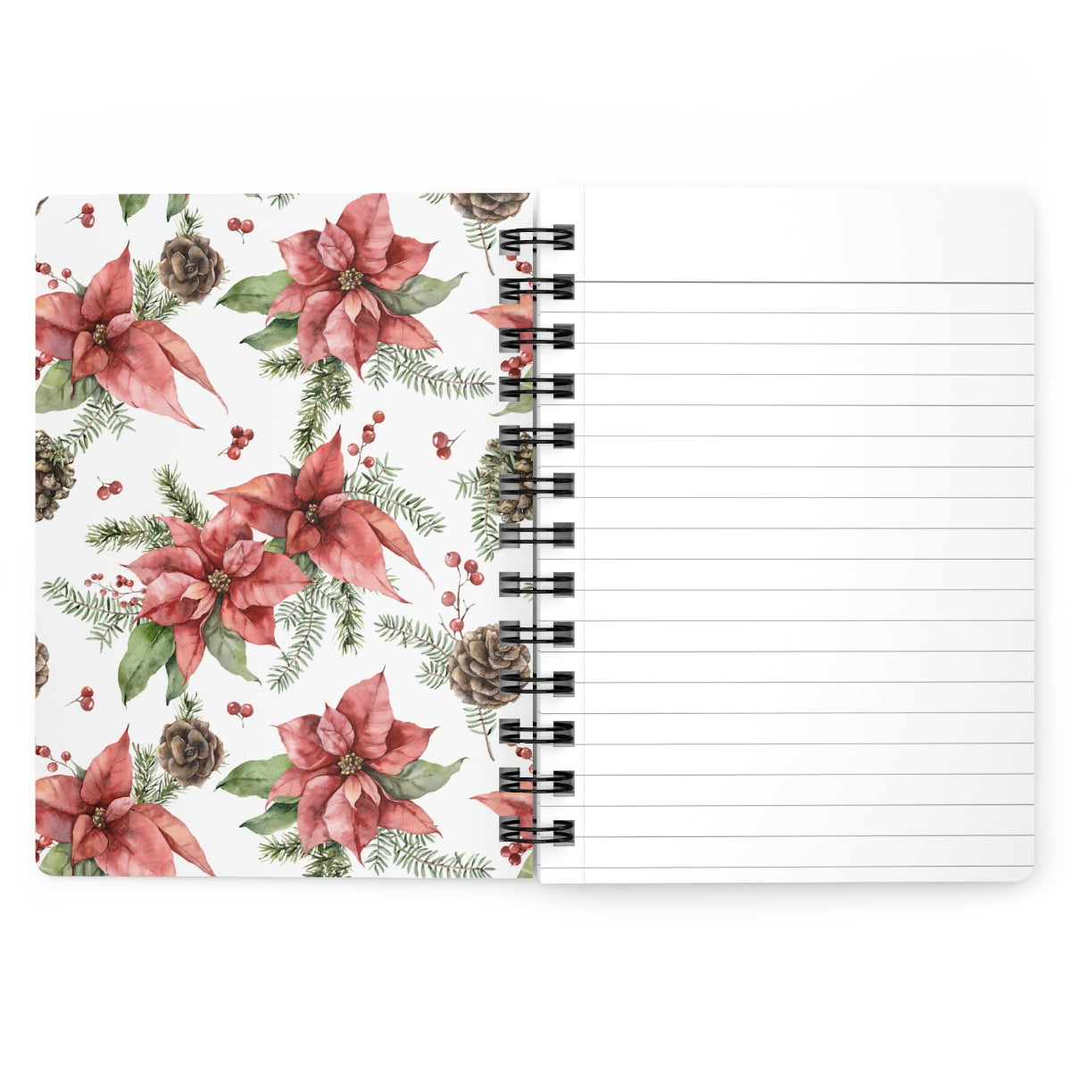 Poinsettia and Pine Cones Spiral Bound Journal