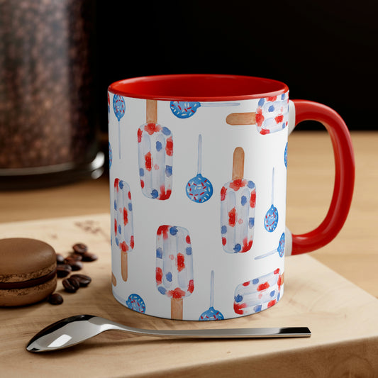 Red and Blue Popsicles Coffee Mug, 11oz