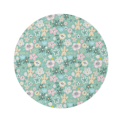 Abstract Flowers Round Rug