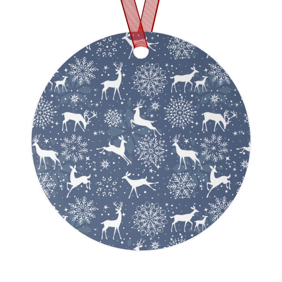 Reindeers and Snowflakes Metal Ornament