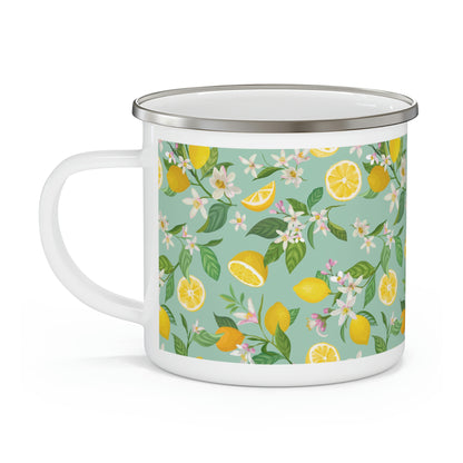 Lemons and Flowers Enamel Camping Mug