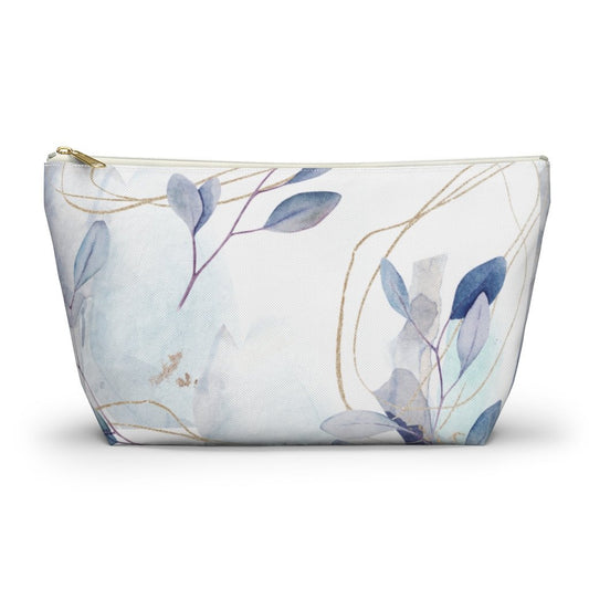Abstract Floral Branches Accessory Pouch w T-bottom - Puffin Lime