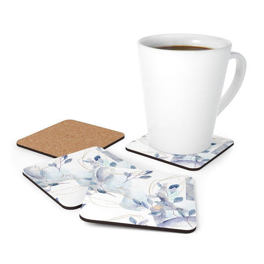 Abstract Floral Branches Corkwood Coaster Set - Puffin Lime