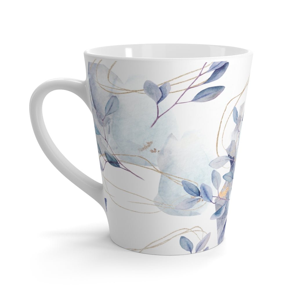Abstract Floral Branches Latte Mug - Puffin Lime