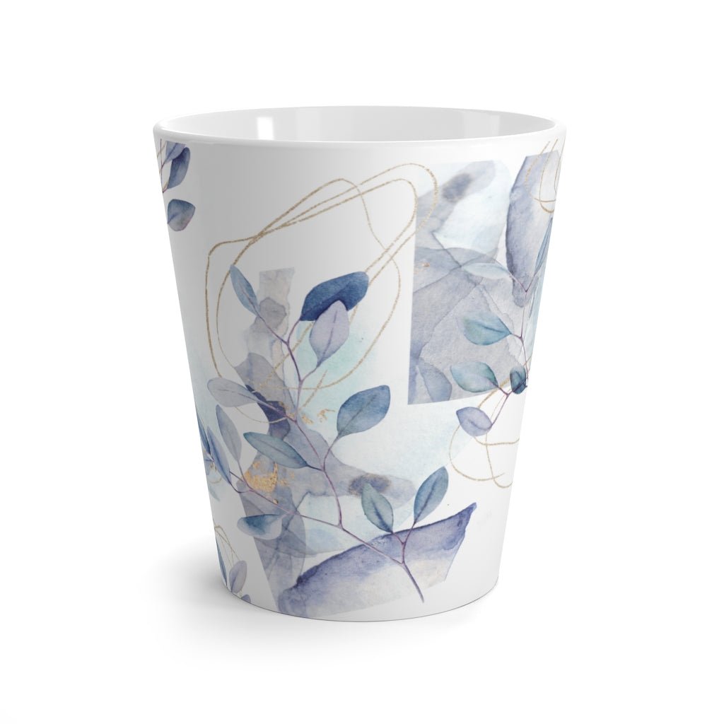 Abstract Floral Branches Latte Mug - Puffin Lime