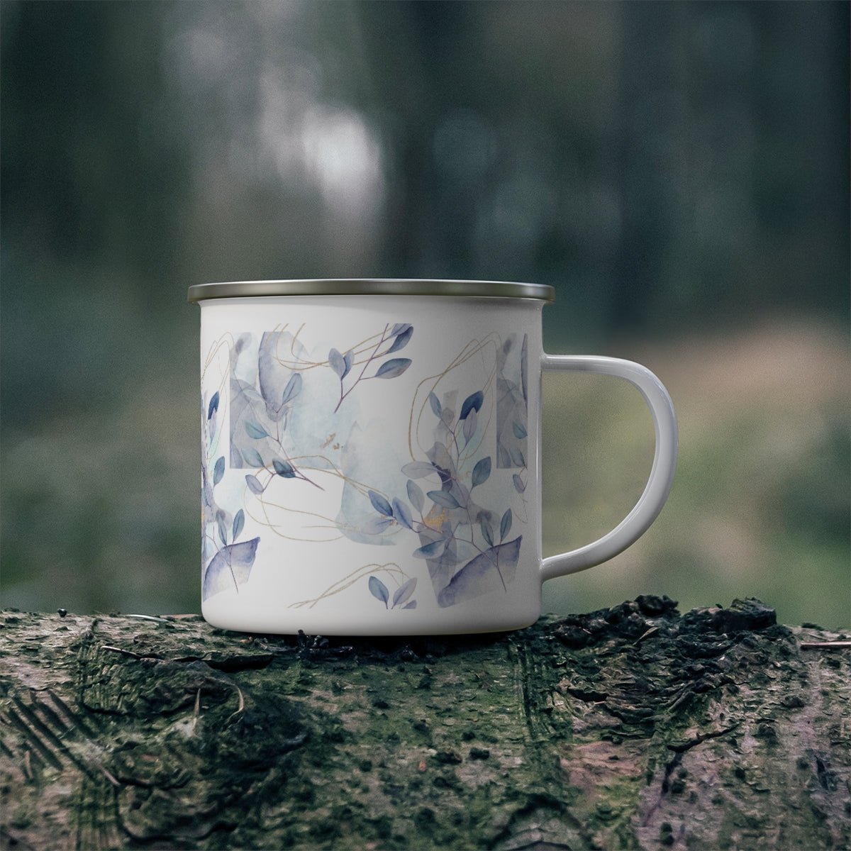 Abstract Floral Branches Stainless Steel Camping Mug - Puffin Lime
