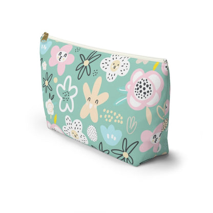 Abstract Flowers Accessory Pouch w T-bottom - Puffin Lime