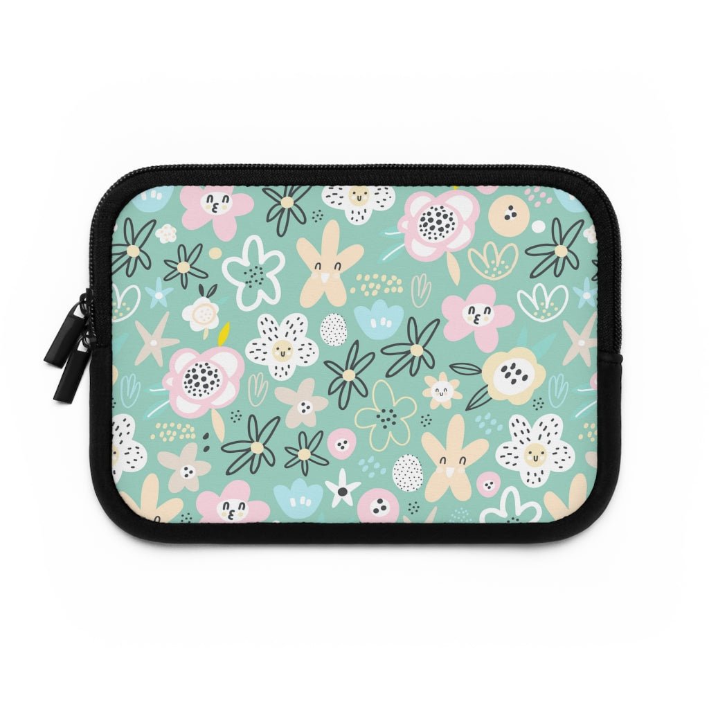 Abstract Flowers Laptop Sleeve - Puffin Lime