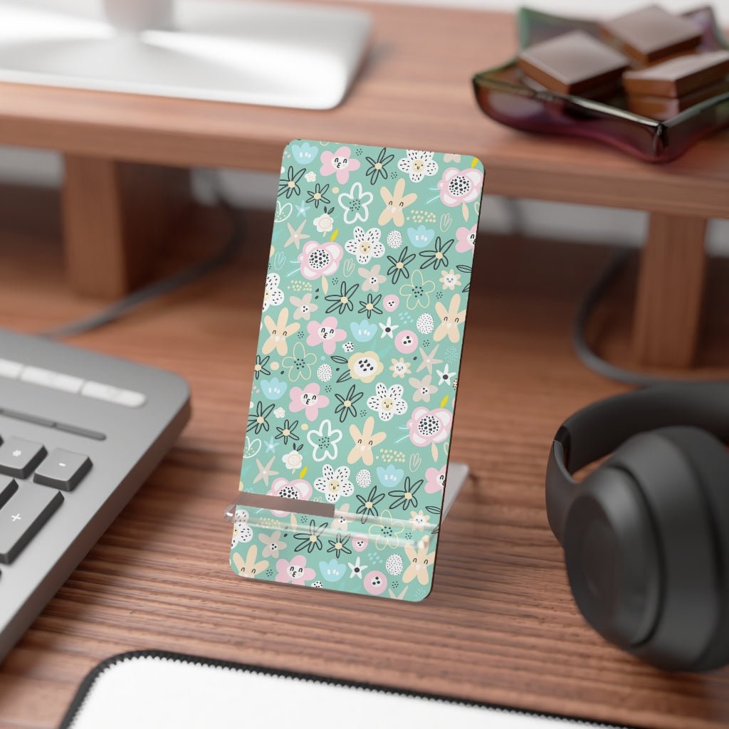 Abstract Flowers Mobile Display Stand for Smartphones - Puffin Lime