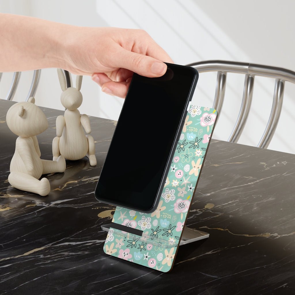 Abstract Flowers Mobile Display Stand for Smartphones - Puffin Lime