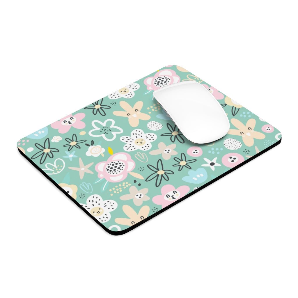 Abstract Flowers Mouse Pad - Puffin Lime