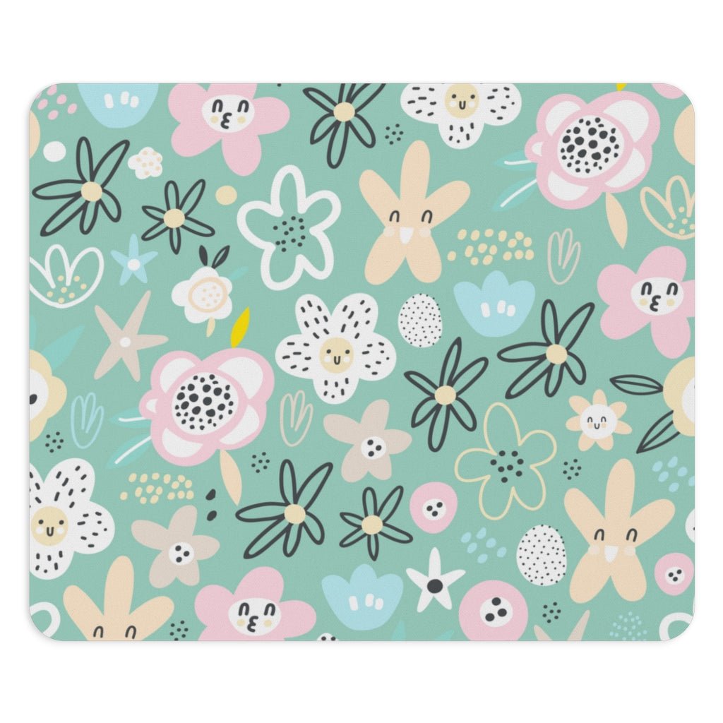 Abstract Flowers Mouse Pad - Puffin Lime