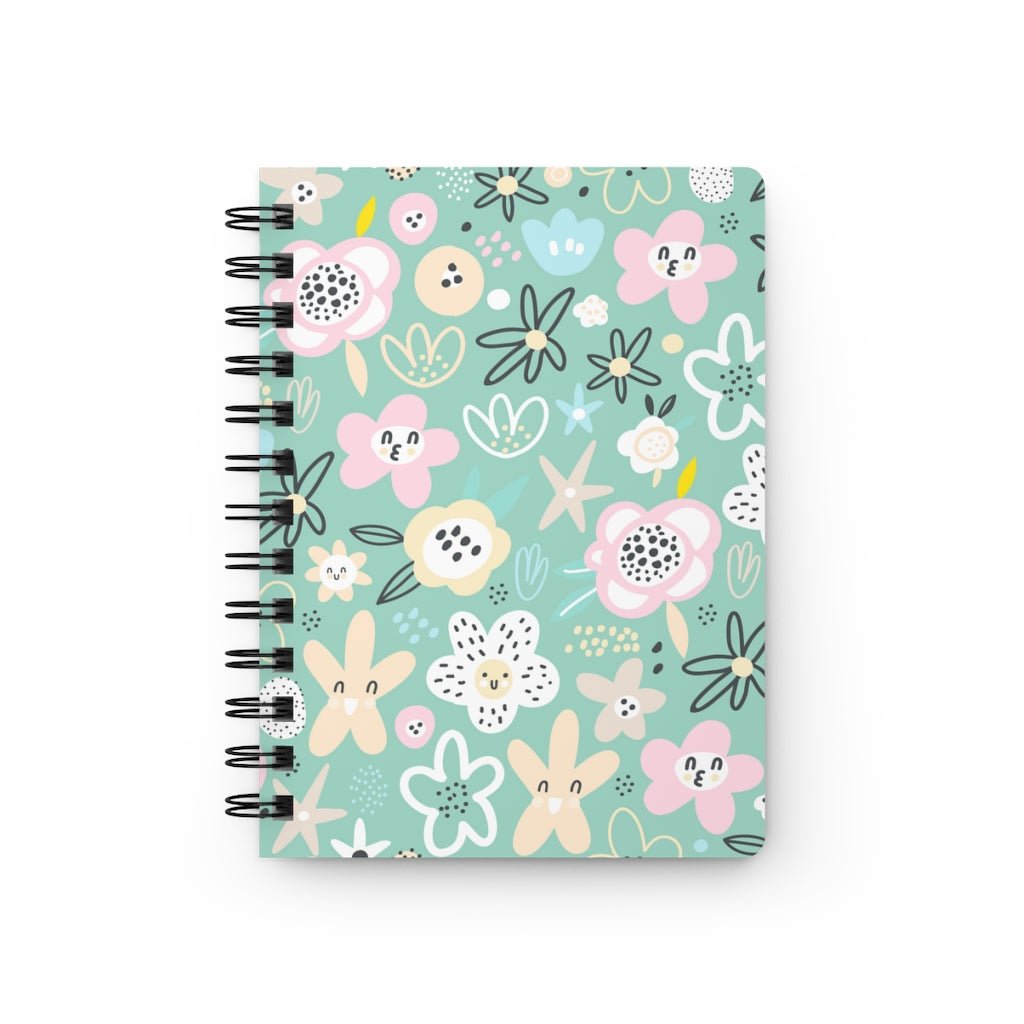 Abstract Flowers Spiral Bound Journal - Puffin Lime