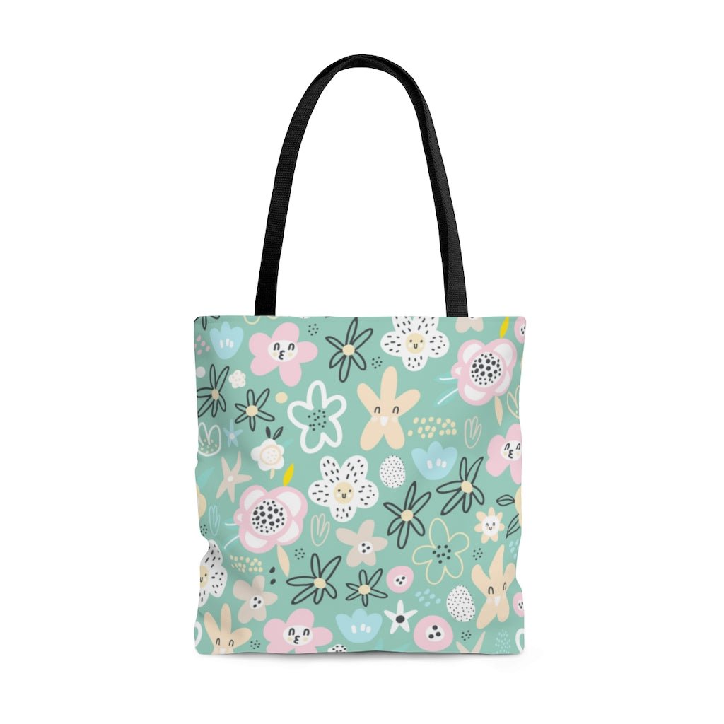 Abstract Flowers Tote Bag - Puffin Lime