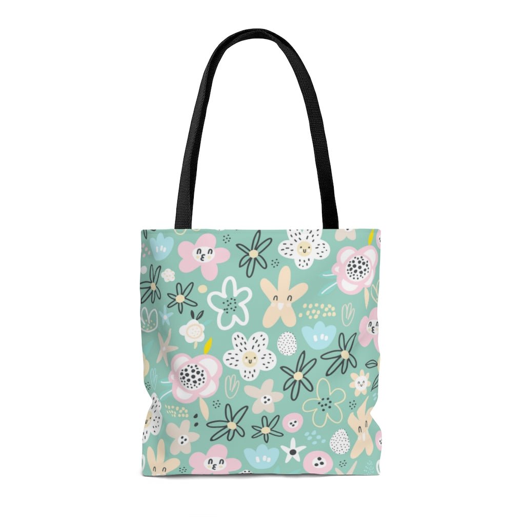 Abstract Flowers Tote Bag - Puffin Lime
