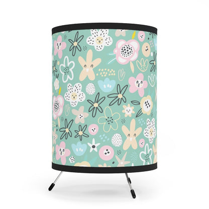 Abstract Flowers Tripod Lamp - Puffin Lime