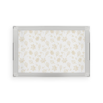 Acorns and Leaves Acrylic Serving Tray - Puffin Lime