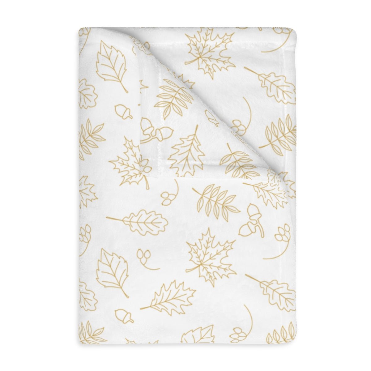 Acorns and Leaves Velveteen Minky Blanket (Two-sided print) - Puffin Lime