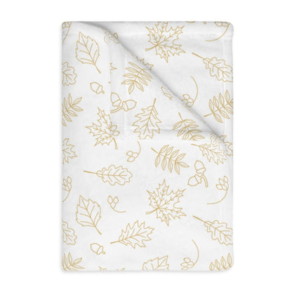 Acorns and Leaves Velveteen Minky Blanket (Two-sided print) - Puffin Lime