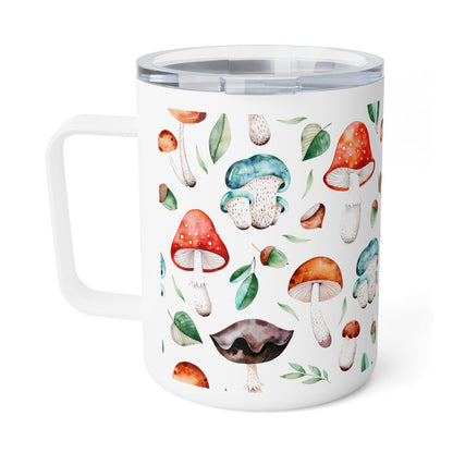 Acorns and Mushrooms Insulated Coffee Mug - Puffin Lime