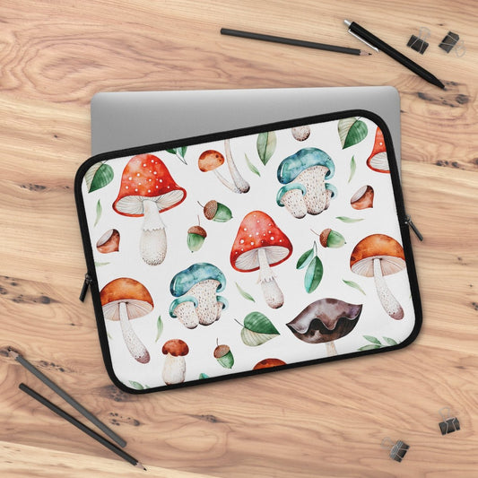 Acorns and Mushrooms Laptop Sleeve - Puffin Lime