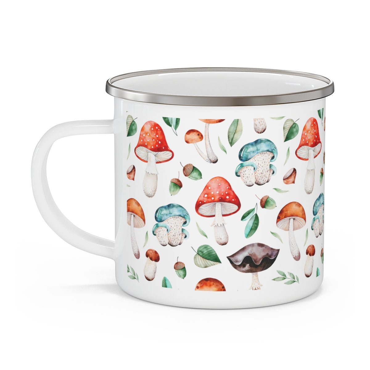 Acorns and Mushrooms Stainless Steel Camping Mug - Puffin Lime