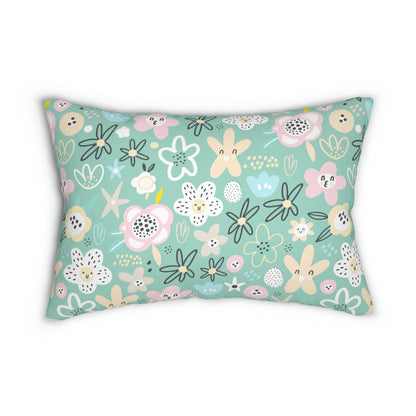 Abstract Flowers Spun Polyester Lumbar Pillow