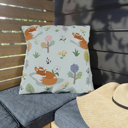 Mom and Baby Fox Outdoor Pillow