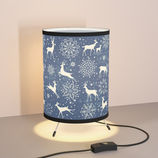 Reindeers and Snowflakes Tripod Lamp with High-Res Printed Shade