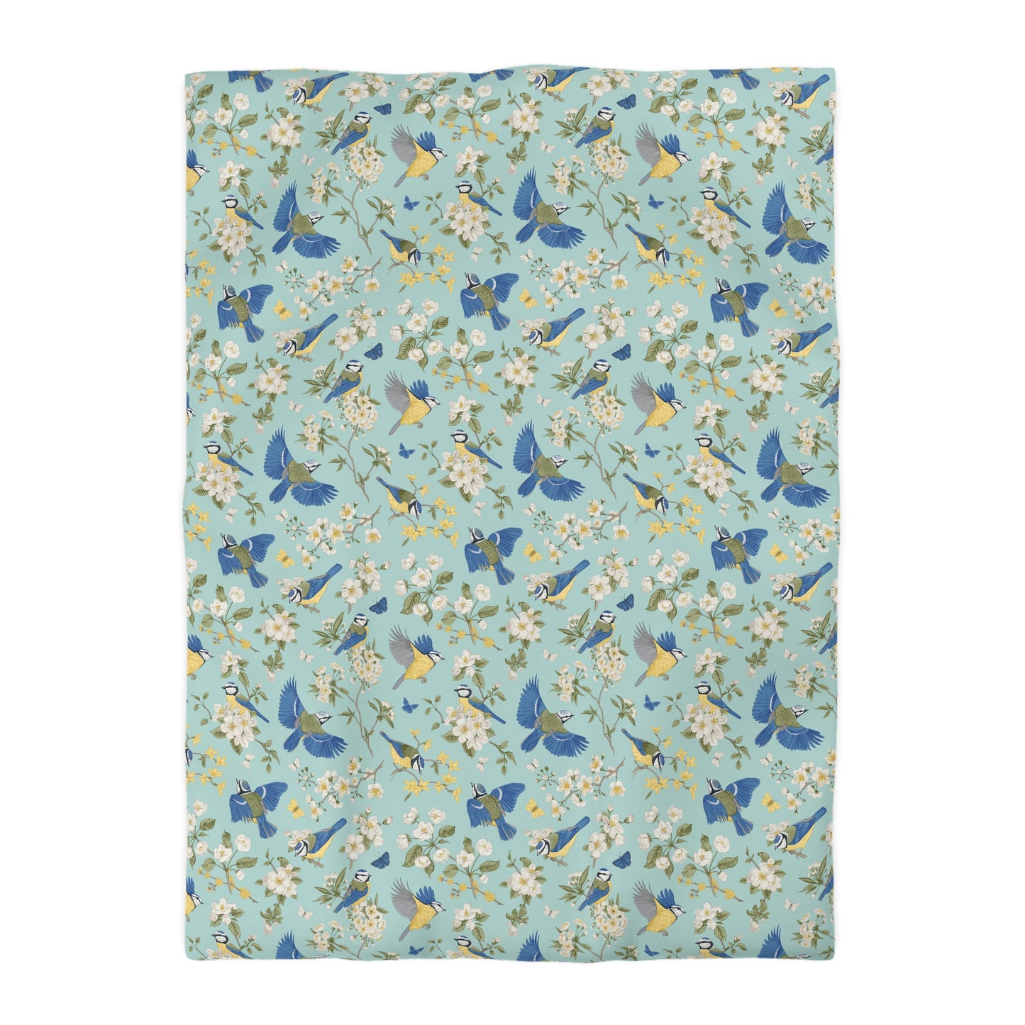 Chinoiserie Birds and Flowers Microfiber Duvet Cover