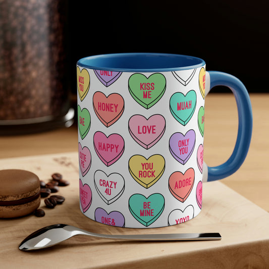 Candy Conversation Hearts Accent Coffee Mug, 11oz