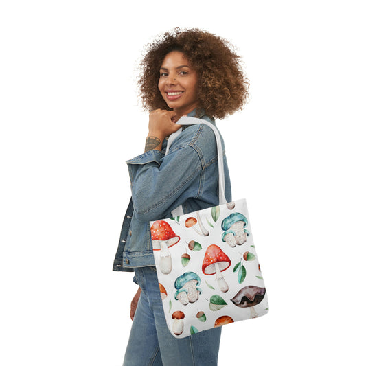 Acorns and Mushrooms Polyester Canvas Tote Bag