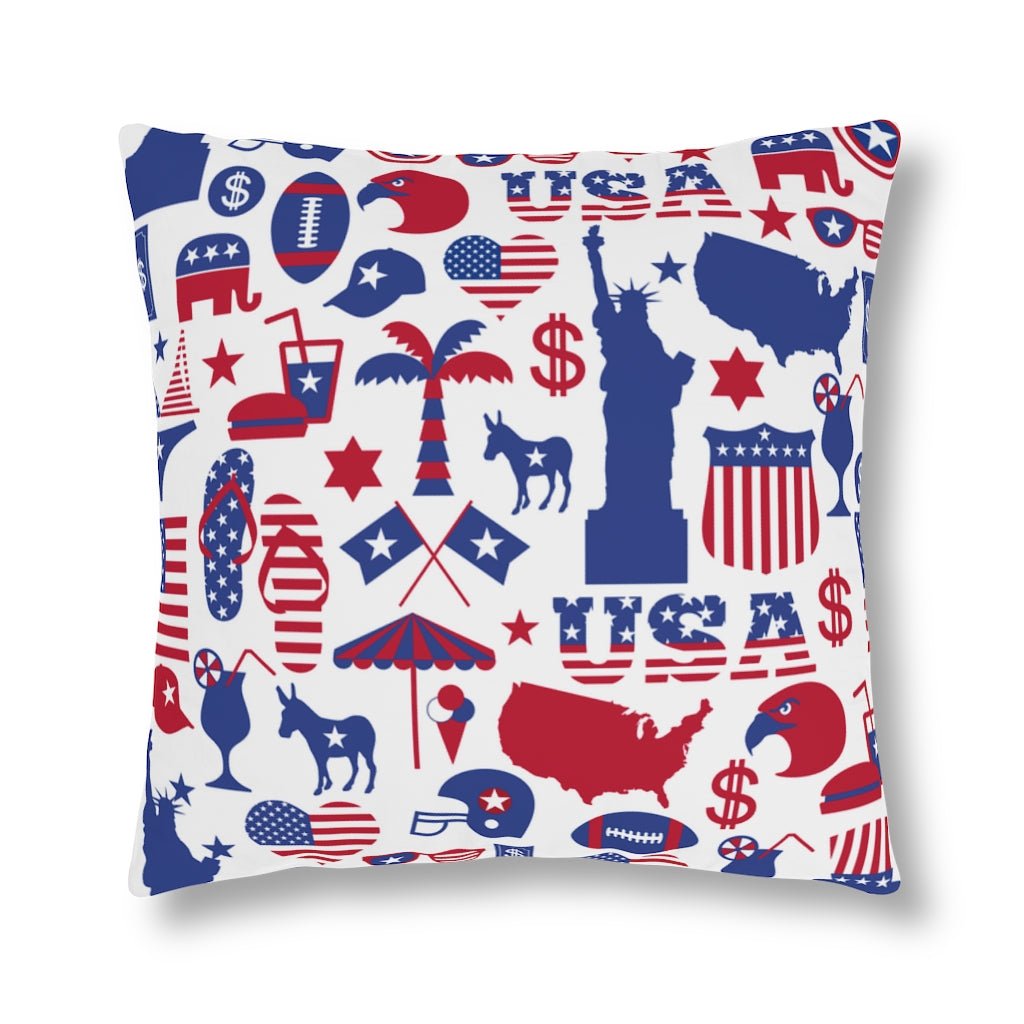 All American Red and Blue Outdoor Pillow - Puffin Lime