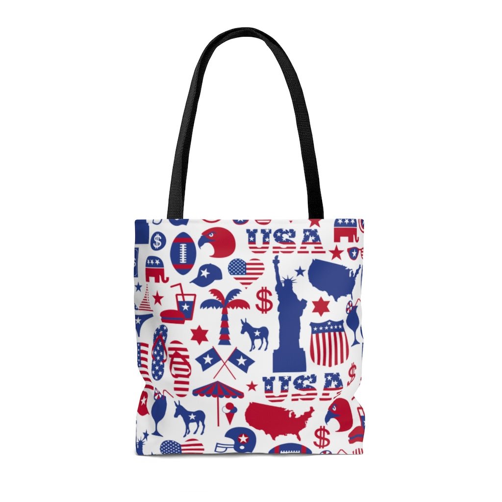 All American Red and Blue Tote Bag - Puffin Lime