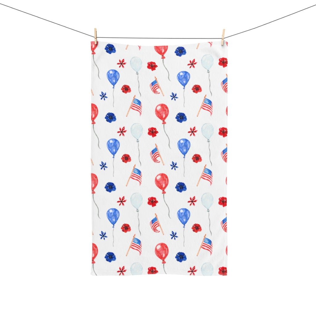 American Flags and Balloons Hand Towel - Puffin Lime