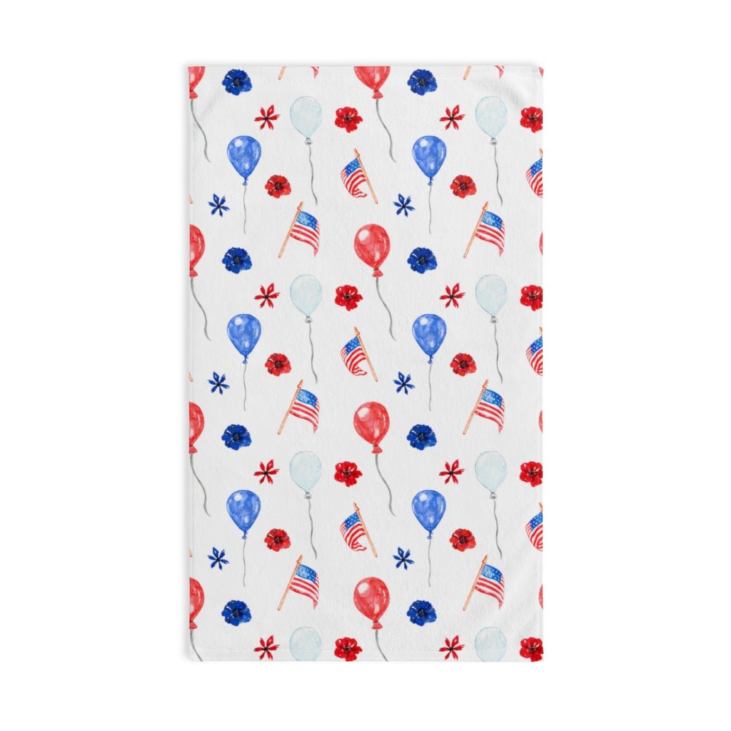 American Flags and Balloons Hand Towel - Puffin Lime