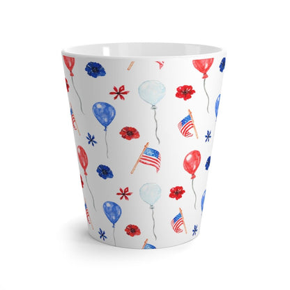 American Flags and Balloons Latte Mug - Puffin Lime
