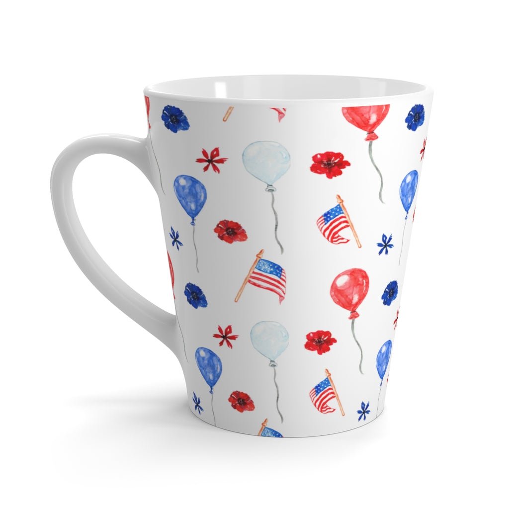 American Flags and Balloons Latte Mug - Puffin Lime