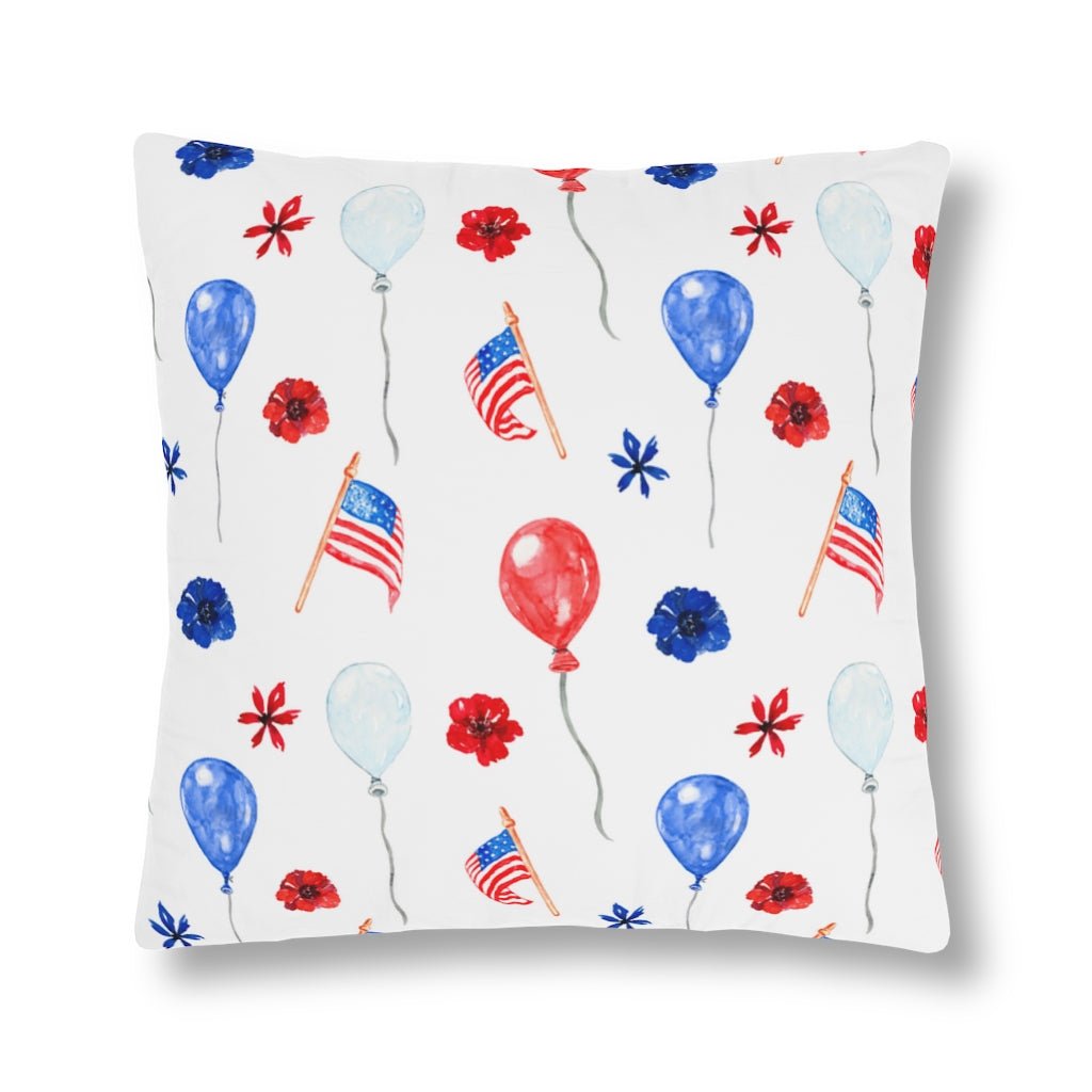 American Flags and Balloons Outdoor Pillow - Puffin Lime